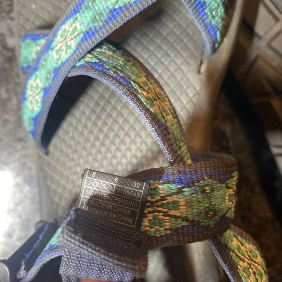 Chaco Cloud Classic Sandals Women's Size 8 Green Blue Print - Picture 9 of 10